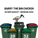 Small Barry the Bin Chicken Car Sticker.  Brisbane Olympics 2032.  Bin Chicken.
