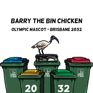 Small Barry the Bin Chicken Car Sticker.  Brisbane Olympics 2032.  Bin Chicken.